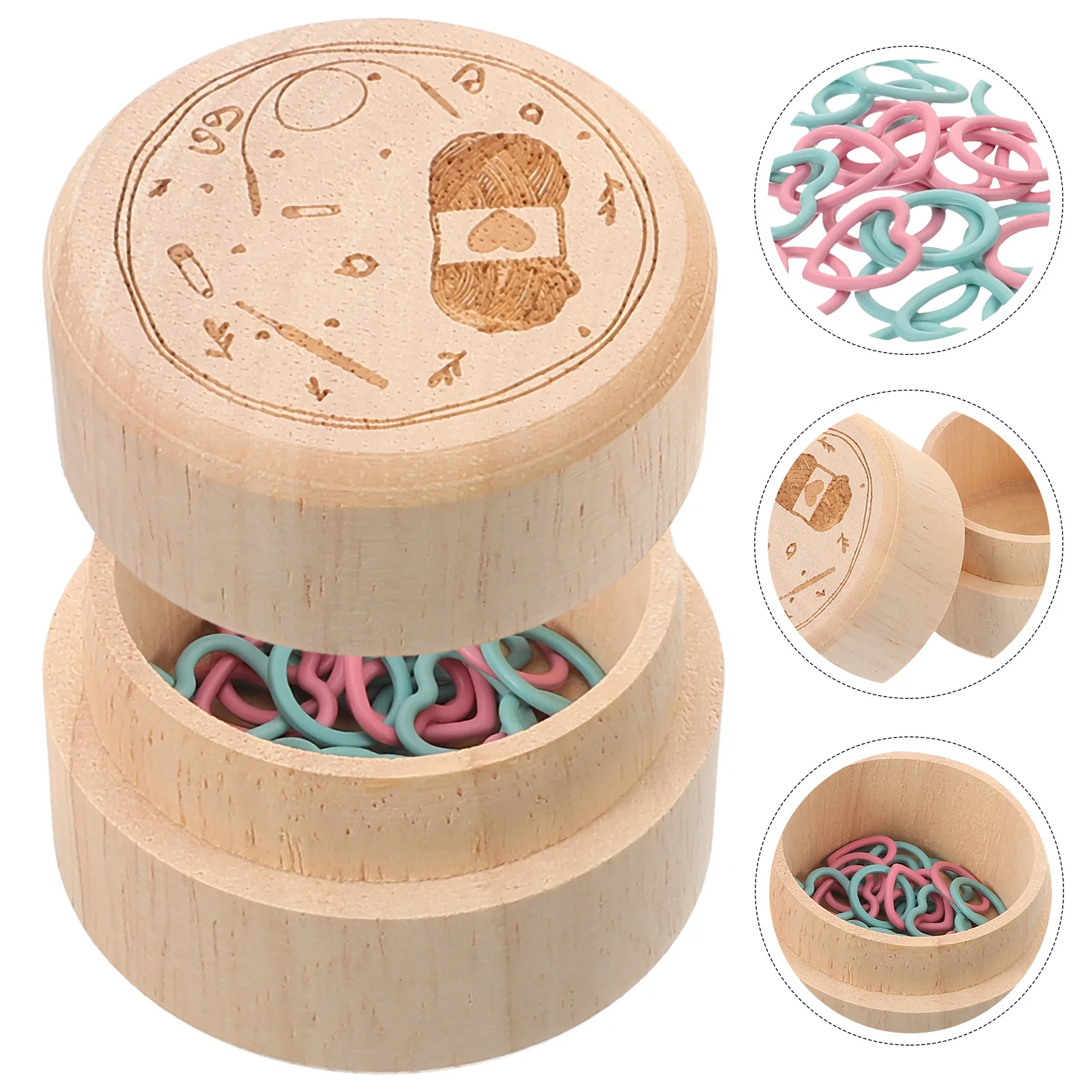 

1Set Crochet Wooden Round Stitch Marker Set Carved Wood Rings for Knitting Stitch Tracking Sweater Scarf DIY Handmade Craft