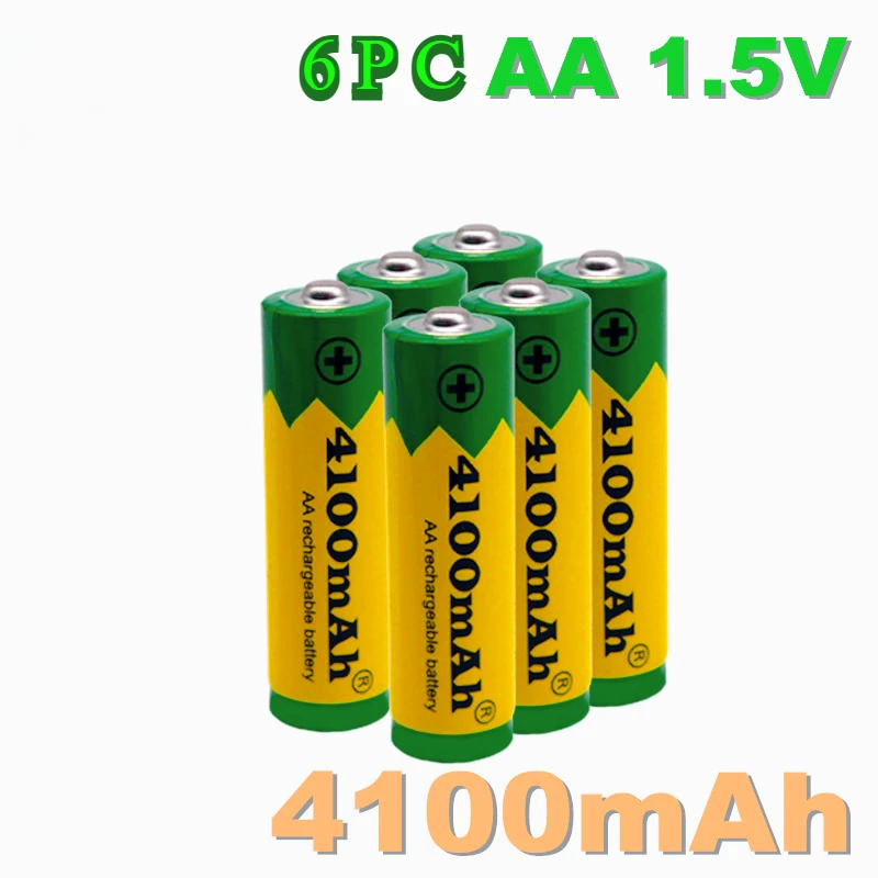 New AA 4100MAh Rechargeable Battery 4100mAh 1.5V Suitable for LED Lighting Bright Light Children's Toy