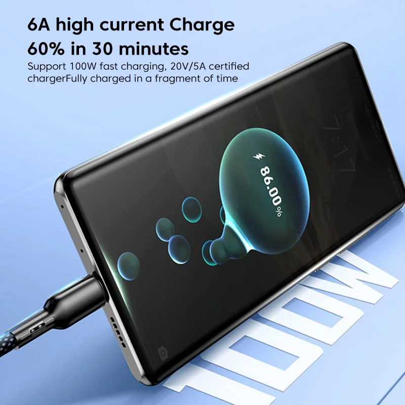 Elough 6A Magnetic Cable Type C To USB C USB A Lighting Cable PD 66W Fast Charging Data Cord For Xiaomi Huawei P30 Pro Samsung