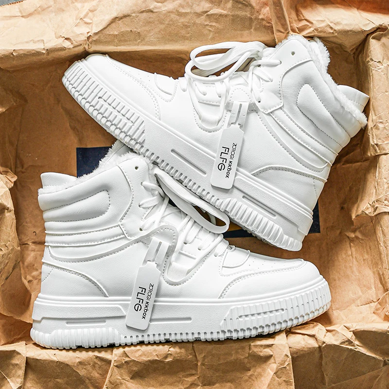 للجنسين الشتاء سكيت الدافئة حذاء من الجلد مع الفراء الرجال أحذية رياضية الراحة عدم الانزلاق ارتداء مقاومة وحيد الثلوج الأحذية الشتاء حذاء كاجوال #2