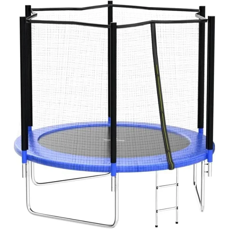 8FT 10FT 12FT 14 FT 15FT Trampoline with Safety Enclosure Net，Outdoor Trampoline with Basketball Hoop, Heavy Duty Jumping Mat an