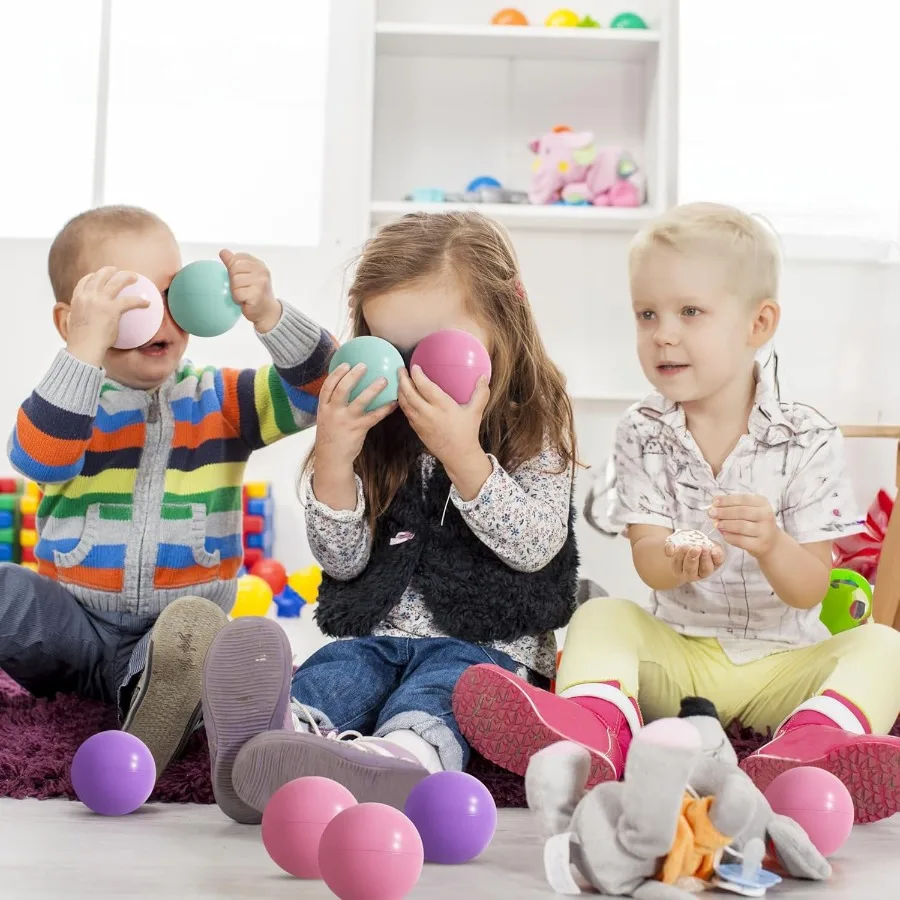 200-delige speelpitballen speelgoedset voor kinderen met herbruikbare tas, regenboog- of pastelkleuren - onbreekbaar plastic voor balkorven, stuiteren H