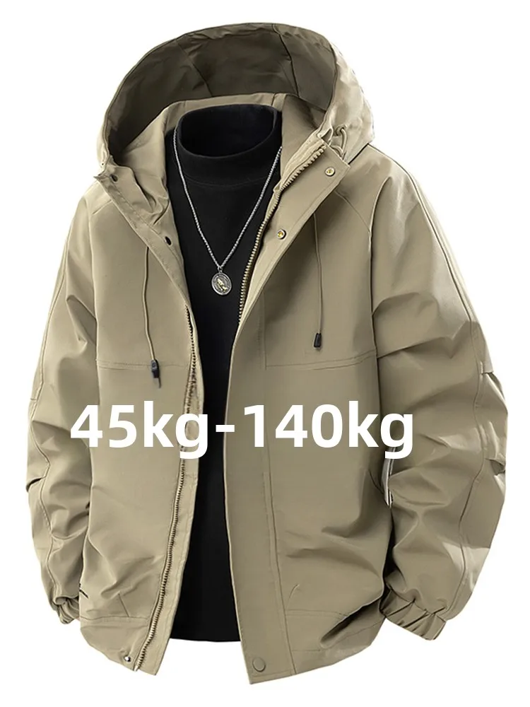 

Мужская куртка с капюшоном, весенне-осенняя, модная, ветрозащитная, больших размеров, для полных мужчин, универсальная, свободного кроя, молодежная, из полиэстера...