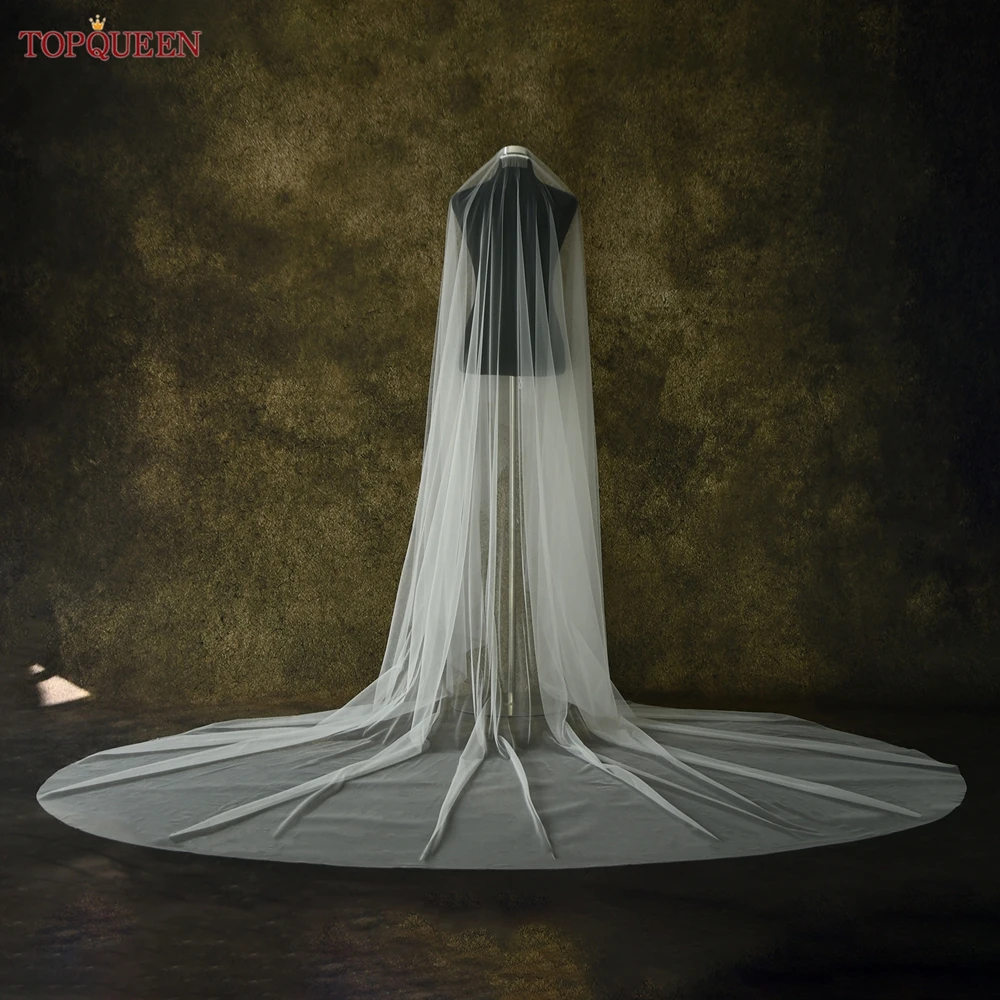 TOPQUEEN V25 Engel geschnittener Hochzeits-Brautschleier, 3 m lang, doppellagig, weiß, cremefarben, elegante Hochzeitsaccessoires, anpassbar – Detail 15