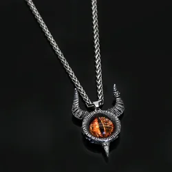 Retro Devil Eyes Pendant Necklace Punk Hip Hop Necklace New Men's Fashion Vintage Creative Personality Jewelry Gift