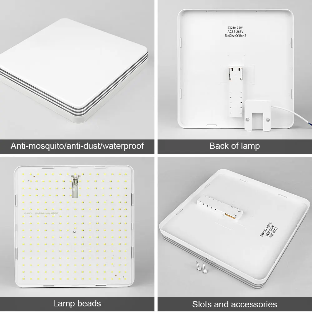 Lámpara de techo Led cuadrada para dormitorio, iluminación moderna de 48W, 36W, 24W y 18W para pasillo interior y cocina