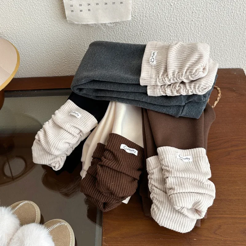 Autumn and Winter Thick Outerwear Western Style Baby Girls' Winter Clothing Warm Pants Girls' Plush Leggings Children's 3