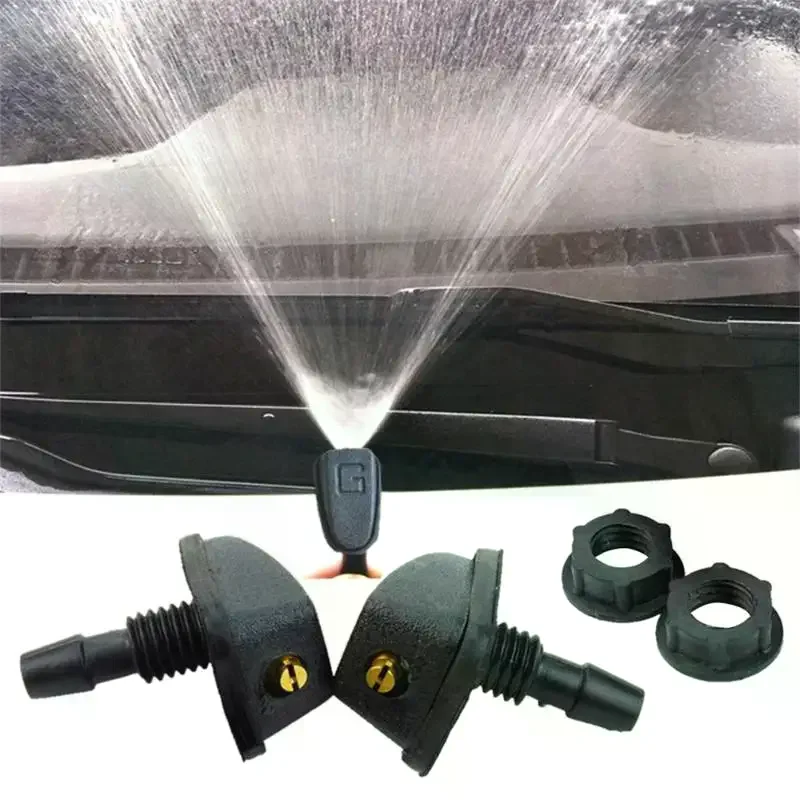 2 Pcs/Set Car Universal Front Windshield Wiper Nozzle Jet Sprayer Kits Sprinkler Water Fan Spout Cover Washer Outlet Adjustment
