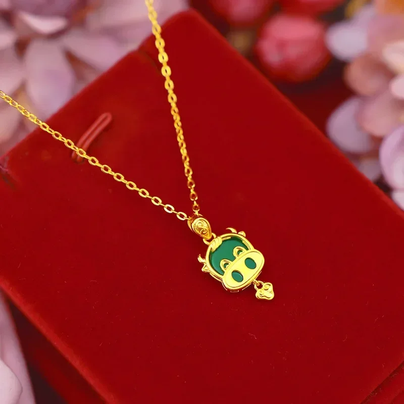 9999 Real Gold 24K Gold Taurus Pendant Women's Ethnic Style Birthday Zodiac Cow Necklace Pendant