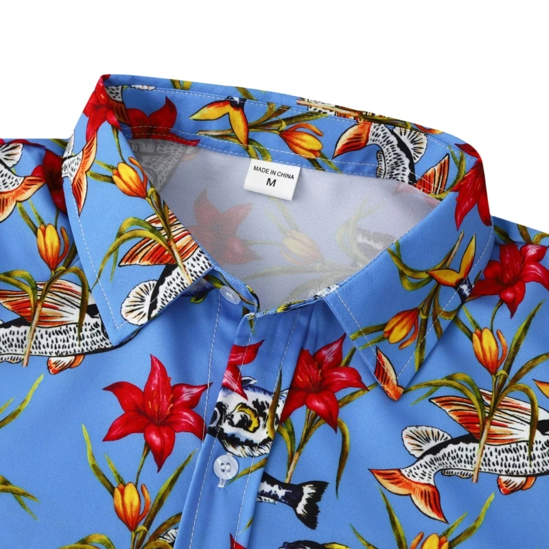 T-Shirt Heren Overhemden En Blouses Wit Shirt Man Tiki Koreaanse Populaire Kleding Strand Hawaiian Kleding Met Korte Mouwen Heren