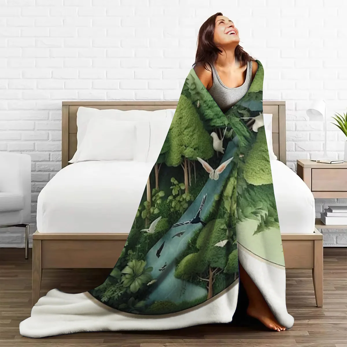 High-Quality Awareness Modern Nature Conservation Design Throw Blanket Digital Print Soft and Warm for All Seasons