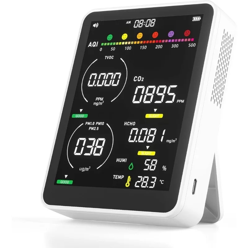 

16 in 1 Air Quality Monitor Indoor AQI Meter for CO2 TVOC PM2.5 PM1.0 PM10 HCHO Temperature Humidity Tester with Alarm
