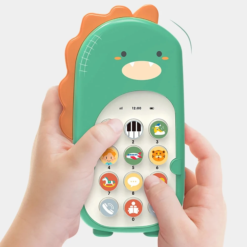 Mainan ponsel musik dinosaurus kartun bayi Soothe Sleeping artefak telepon hadiah mainan edukasi dini untuk anak-anak