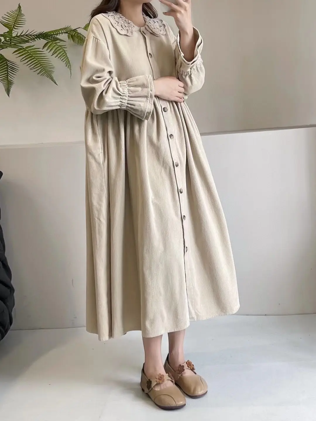 Sukienki zimowe plus size 5XL dla kobiet, elegancka sukienka z kołnierzykiem Piotrusia Pana, długi rękaw, luźna, oversize, dla kobiet o wadze do 140 kg.