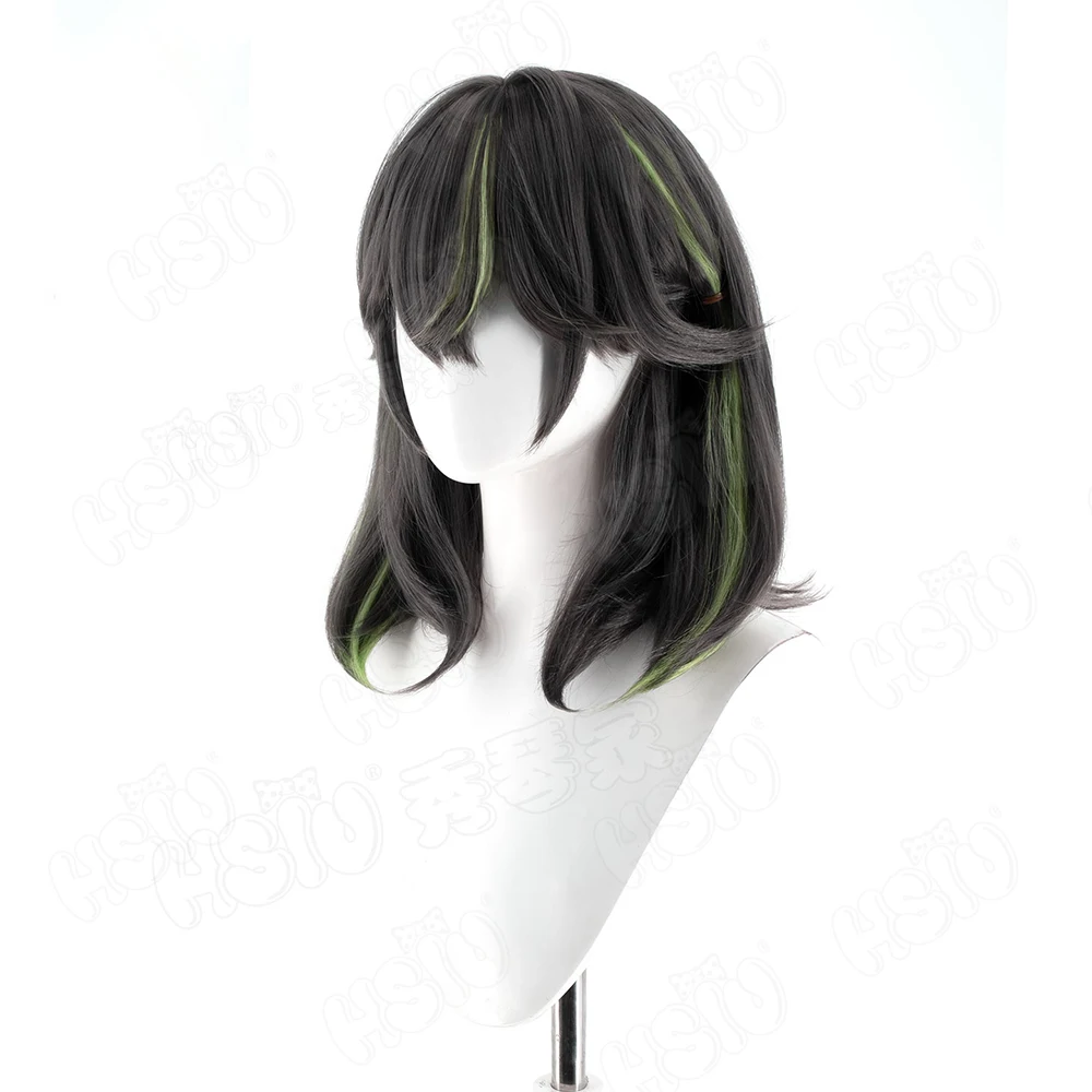 Jeu FF14 Sefina Sefina Cosplay perruque 40CM gris mélangé jaune vert cheveux courts perruque synthétique + bonnet de perruque fête Halloween perruque