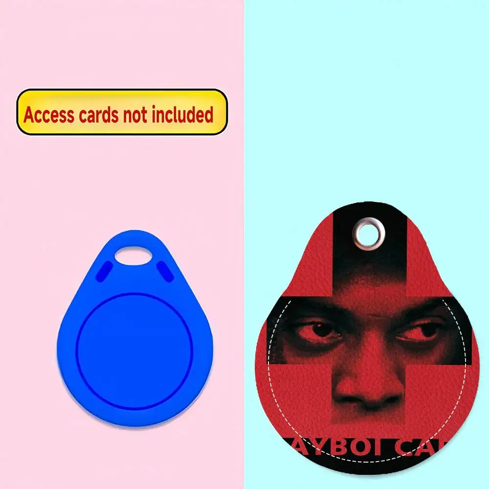Rapper Playboi Carti PU Card Holder Keychain Key Ring Door Lock Access Tags Card Case Keychain Access Card Key Tag Ring
