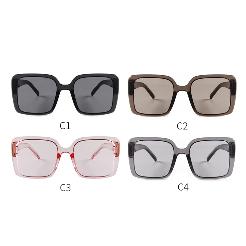 الرجعية البني المتضخم مربع النظارات الشمسية النساء 2025 العلامة التجارية مصمم الرجال ظلال النظارات موضة شفافة الوردي نظارات شمسية UV400 #4