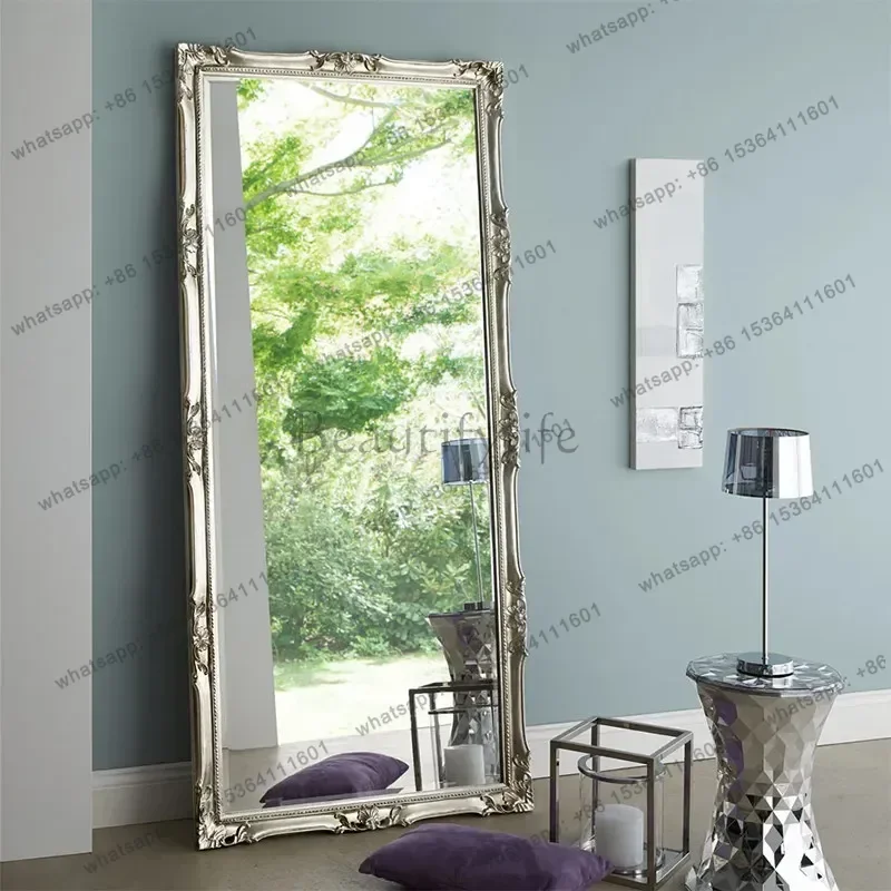 LSEuropean Full-body Mirror Luxury Decorative Mirrors Floor Vintage Nordic Bedroom Mirrors Medieval Cloakroom Full-length Mirror