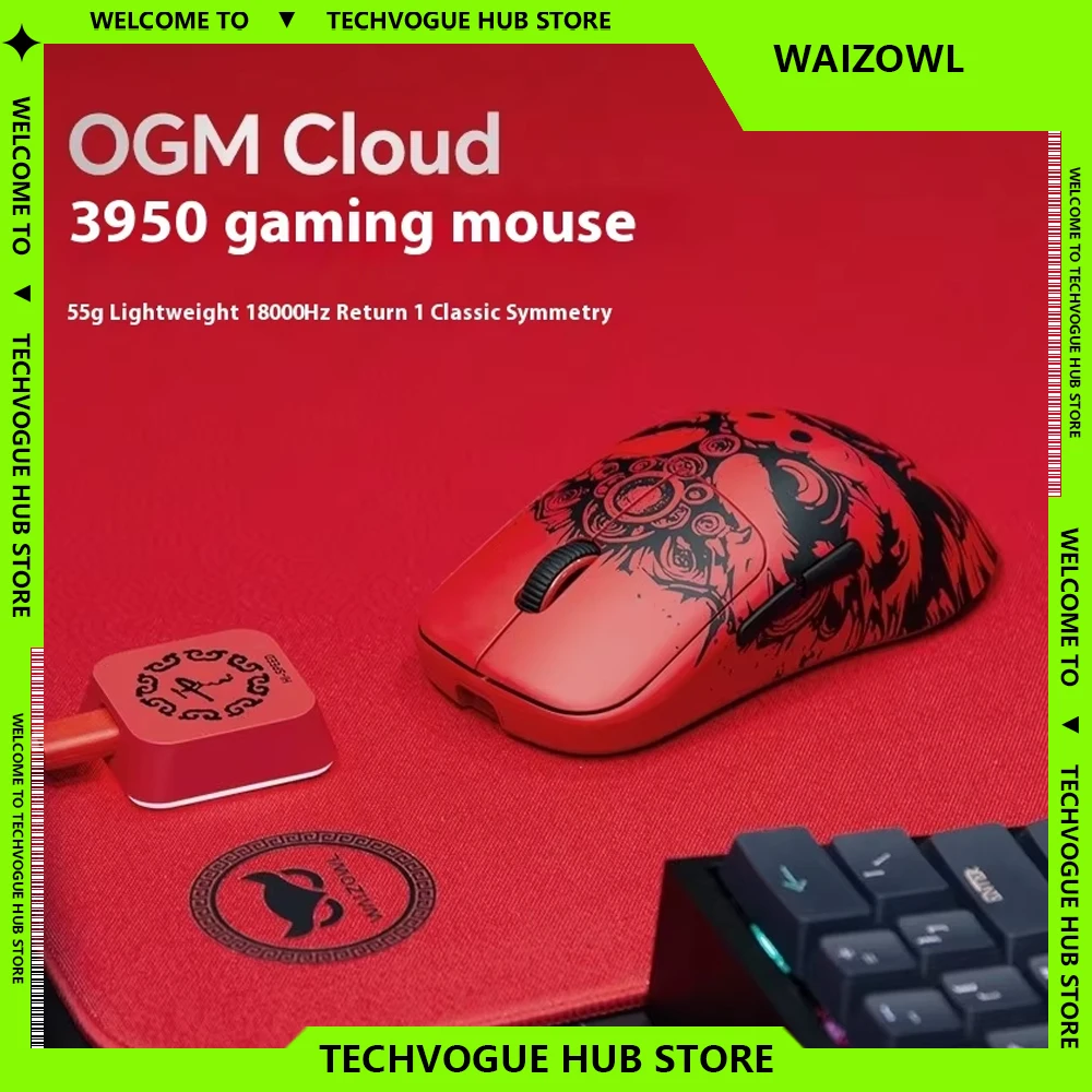 

Waizowl OGM Cloud 3950 Lion Dance Gaming Mouse 8k Wireless Bluetooth Wired 3-Mode Lightweight Gamer Mouse for PC E-sports