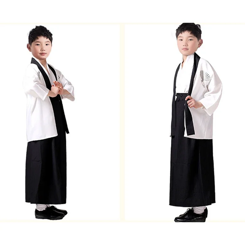Kids Costume Japanese Samurai Children's Kimono Boy Outer Cover Carnival Party Stage Show OI1980