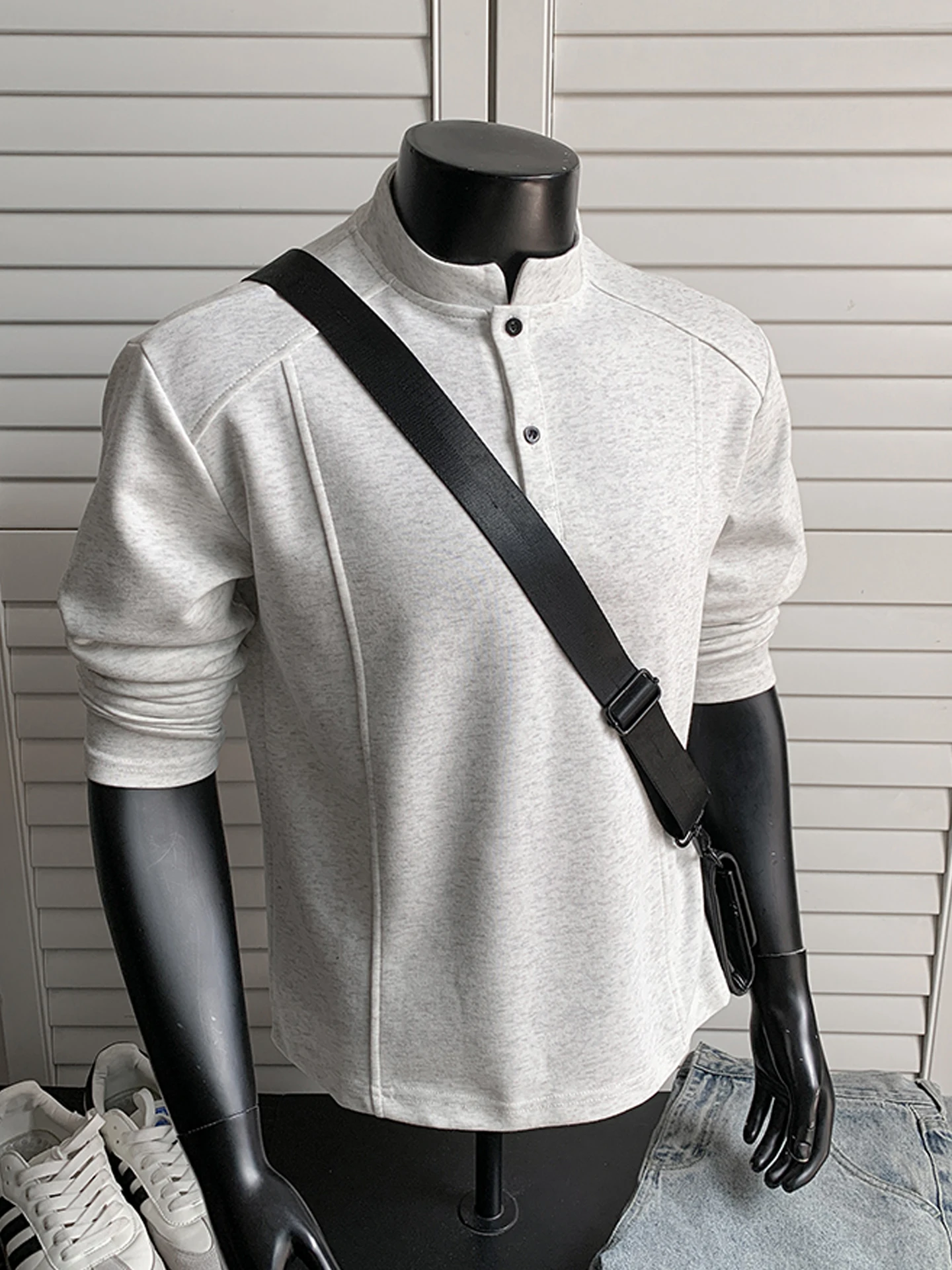 

Cleanfit Men's Long Sve Fce Lined Henry Collar T-irt American Sle Heavyweight irt Inner Wear Base Layer Top