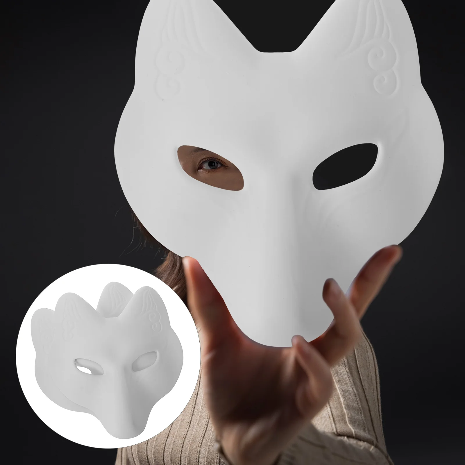 2 Pcs DIY Fox Mask Face Masks Halloween Unpainted Blank Women Animal Paper Kids Party Decoration Pu Child