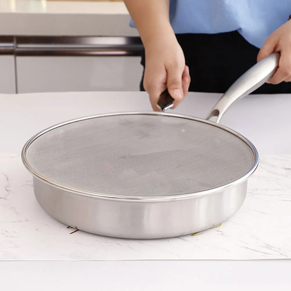 

3Pcs Stainless Steel Splatter Screen Fine Wire Mesh Pan Cover Kitchen Oil Splatter Guard Fry Pan Splash Guard Mesh Pot Lid