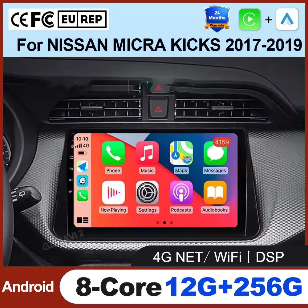 

Android 16 Auto For NISSAN MICRA KICKS 2017 - 2019 Carplay Car Multimedia Player Stereo GPS Navigation 4G+WIFI DSP DSP SWC Tools