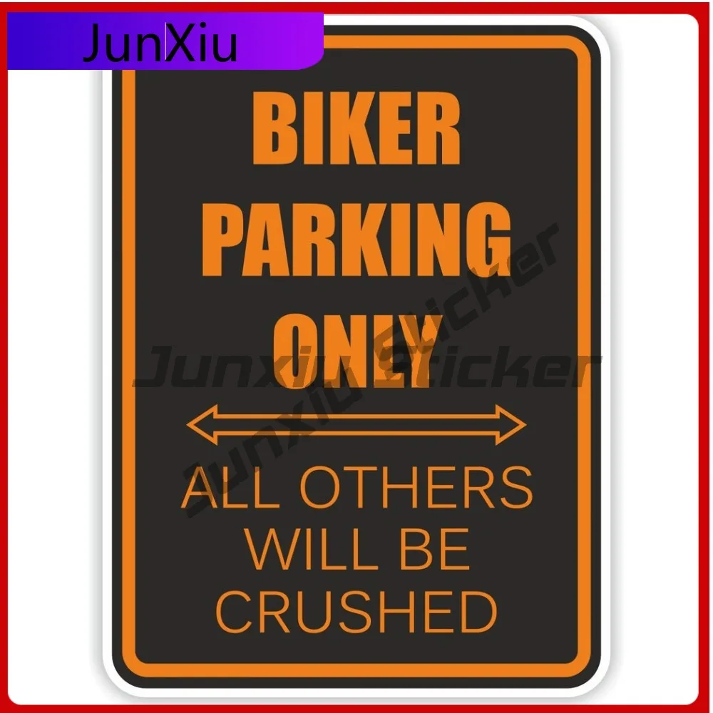 

Biker Parking Only Warning Sticker Custom Pictures Scratch Cover Waterproof Decals Camper Bumper Sticker Camping Funny Decoratio
