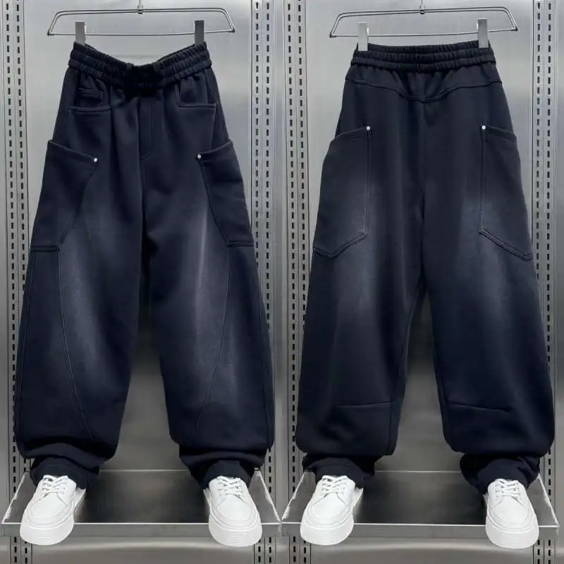 

Брюки рабочие Harlan большого размера, спортивные, весенние, двухцветные, свободного кроя, молодежные, повседневные, прямые, немнущиеся, весенние