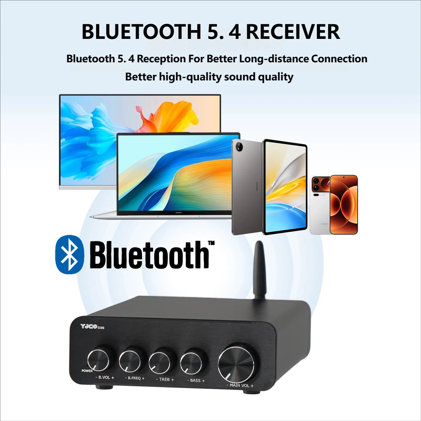 YJCO TPA3255*2 Hochleistungs-Digital-HIFI-Verstärker mit QCC3034 BT 5.1 QCC3084 BT 5.4 Decodierung und LDAC-Unterstützung – Detail 2