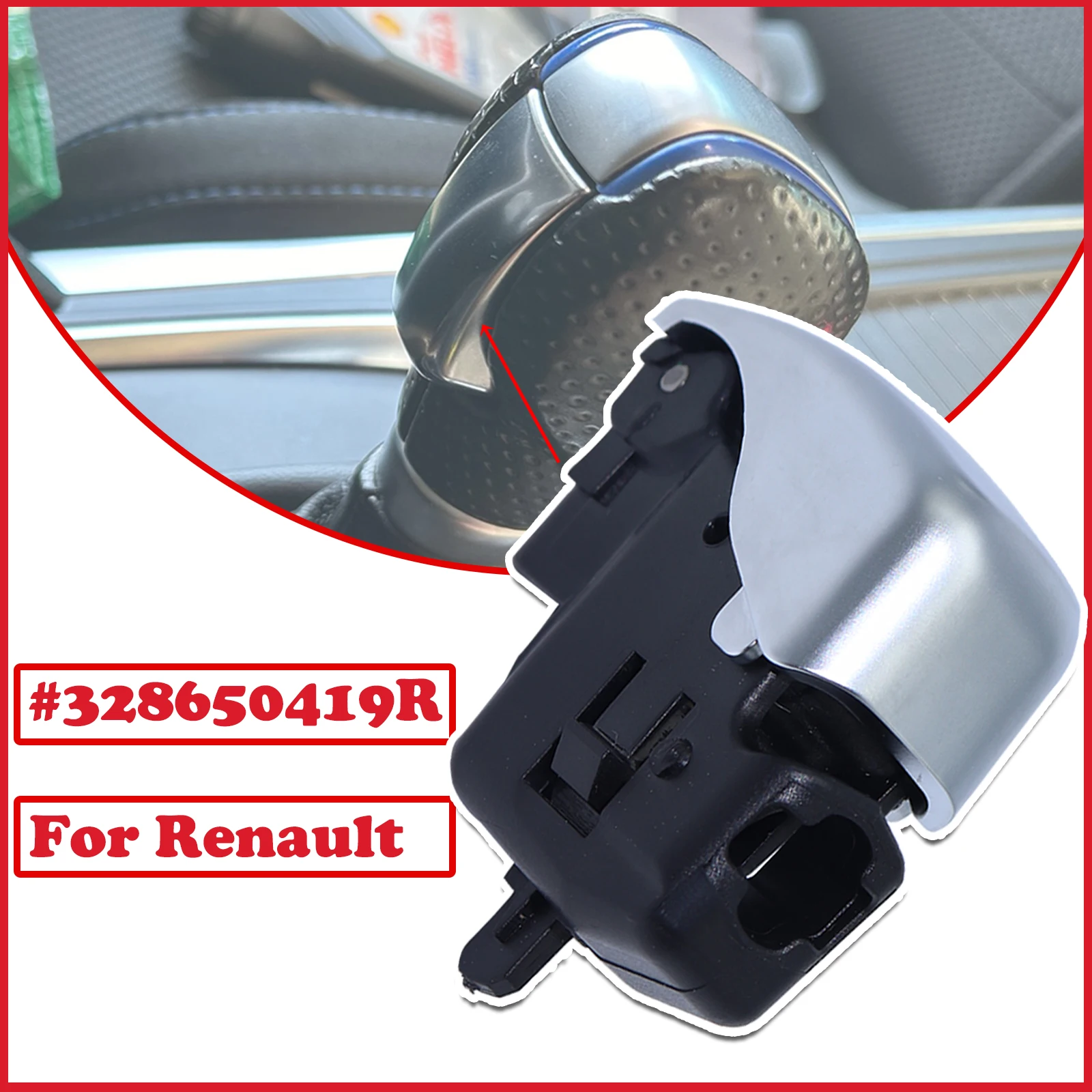 

328650419R Automatic Gear Shift Handball Knob Button For Renault Koleos Talisman Megane Gear stick Repair Chrome Interior Latch