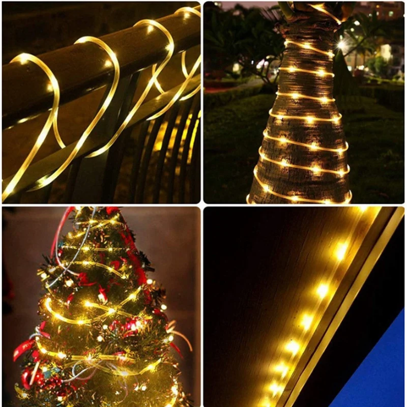 Tubo de luz Solar para exteriores, luces LED solares para jardín, patio, hogar, boda, decoración de árbol de Navidad, 300LED