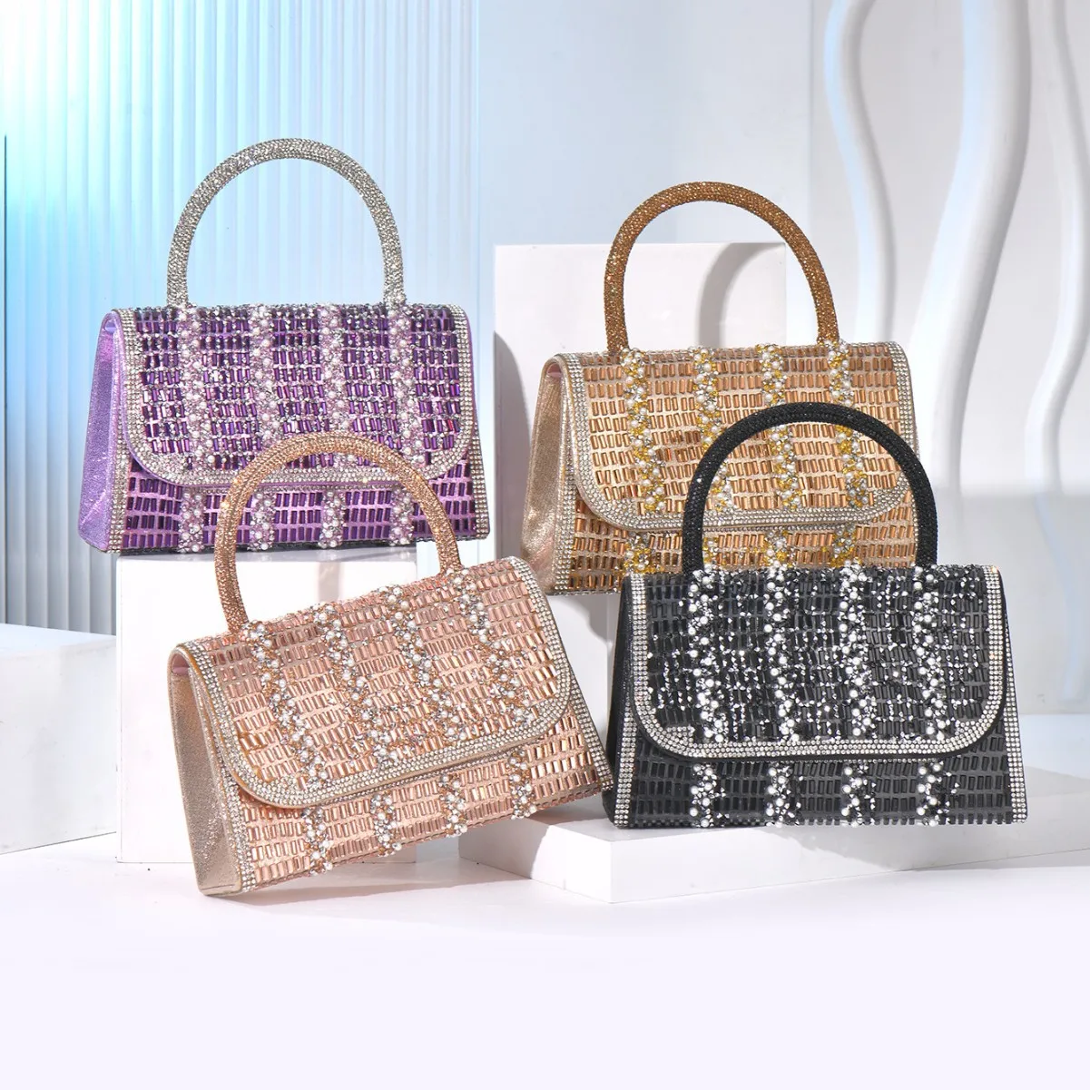 New foreign style full diamond handbag versatile small fragrant style dinner bag high-end fashion party handbag