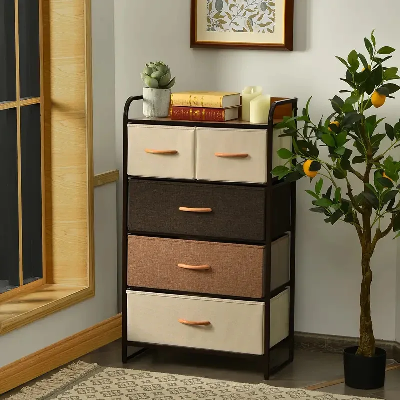 Fabric storage cabinet Multi-layer shelves Household bedroom Bedside table Storage