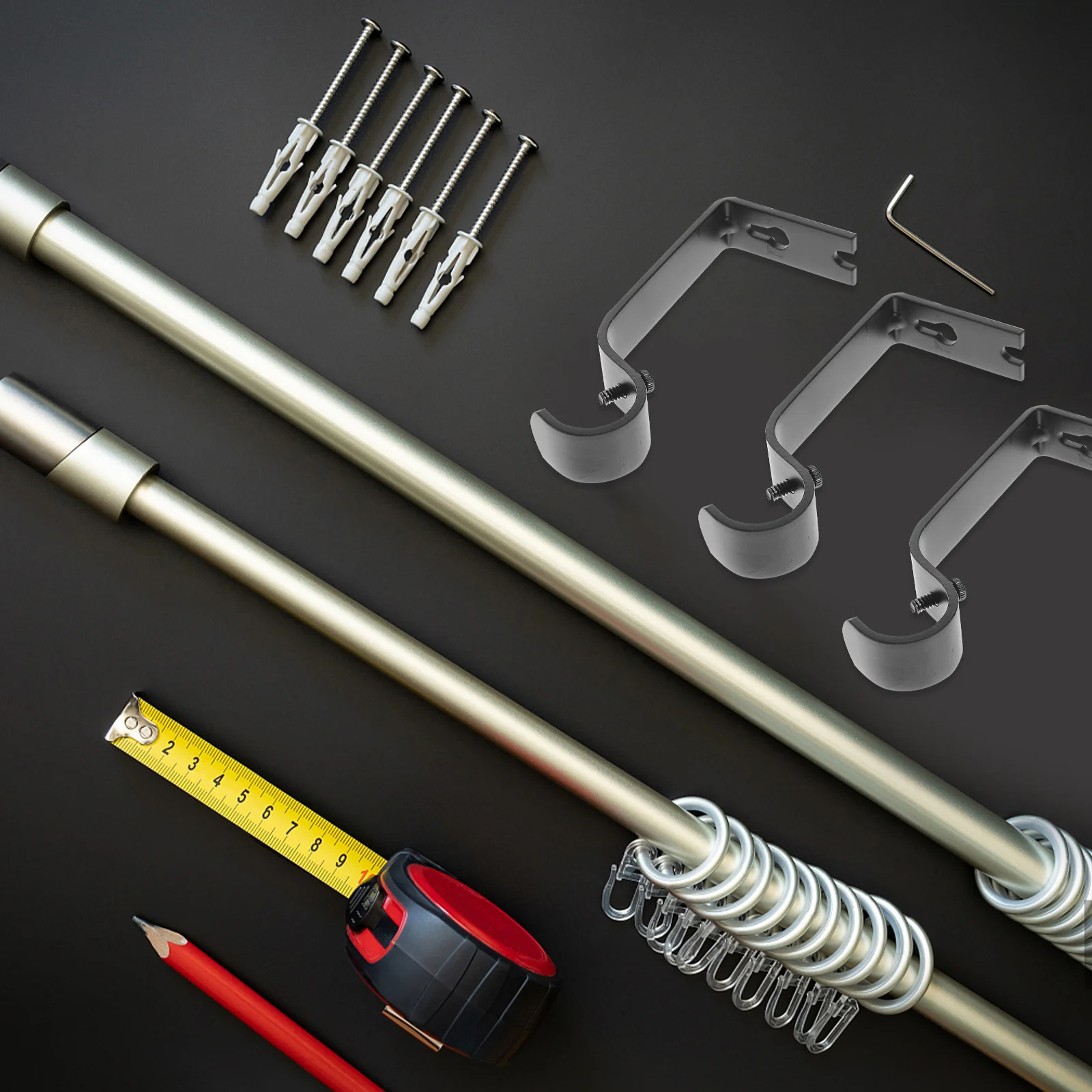 

3Pcs Curtain Rod Brackets Wall Mount Adjustable Iron Hooks for House Decoration with Matching Screws Long Lasting