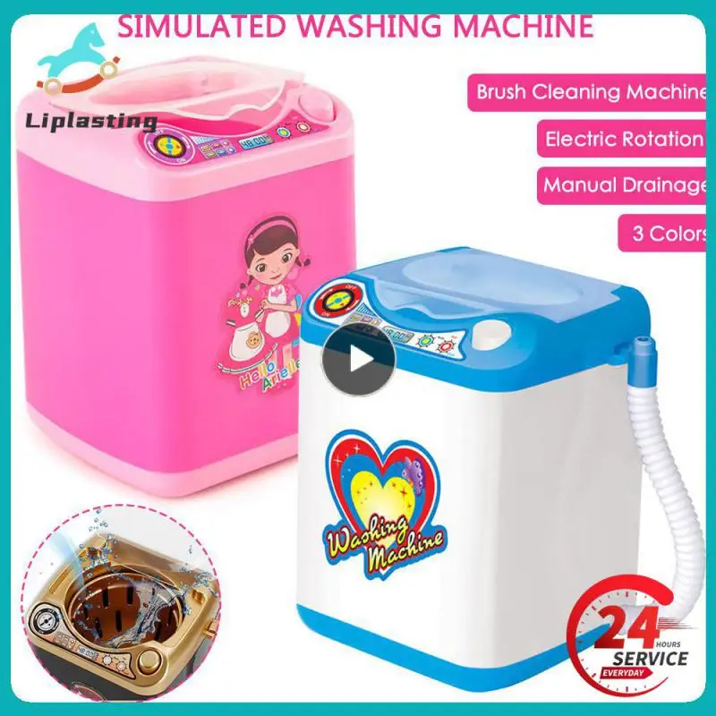 Mini Electric Washing Machine Dollhouse Furniture Pretend Play Toys Very Efficient Useful For Wash Makeup Brushes Cleaner Tool