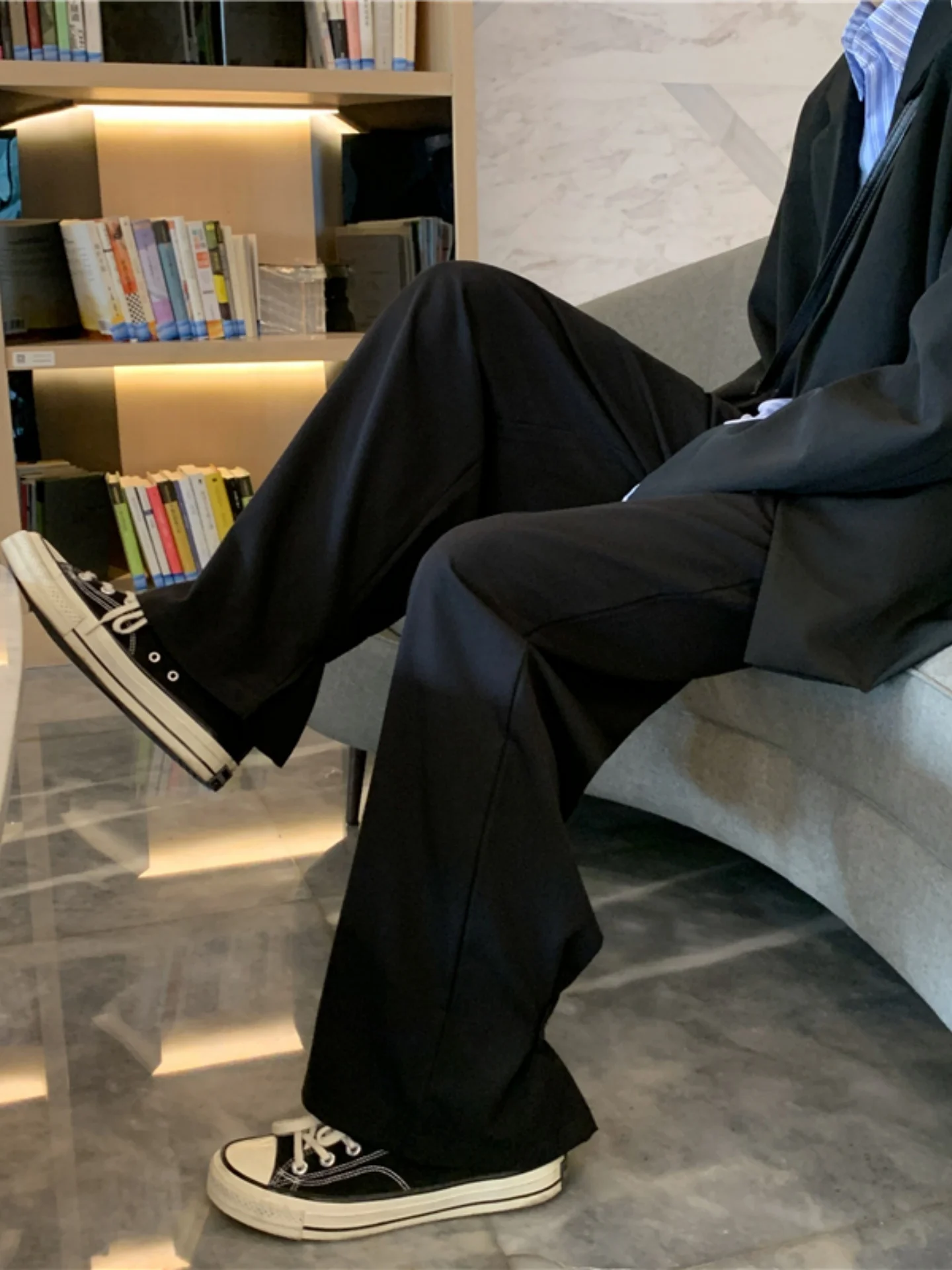 

Мужские повседневные брюки Bla прямого кроя, свободные, струящиеся, широкие, весенние, новые, комфортные, размер M