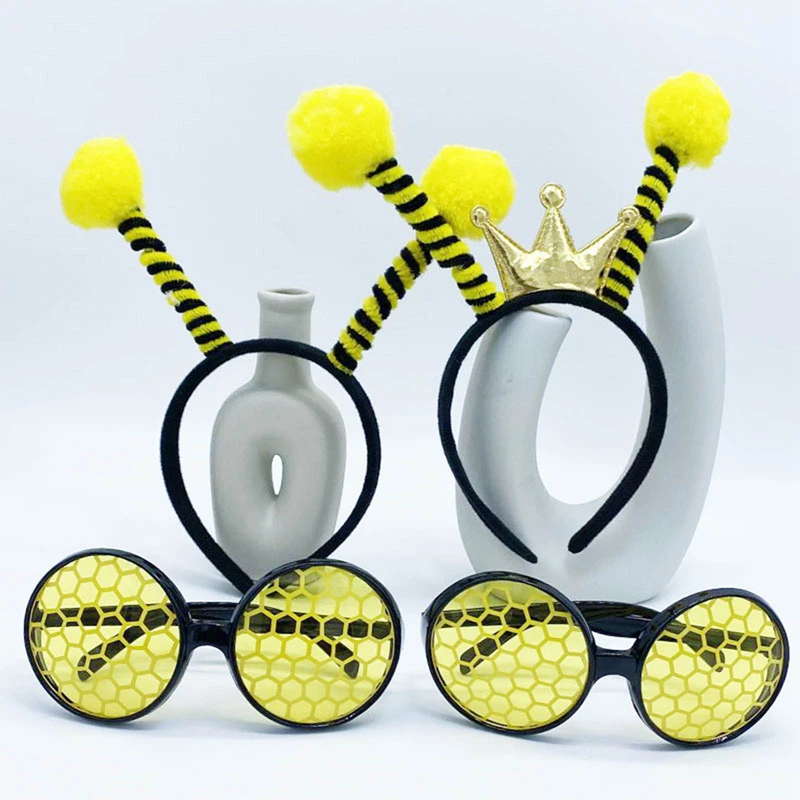 Bee Ears Headband and Glasses for Kids Adult Halloween Costume Cosplay Party Dress-up Play Dropship Bee Accessories Set