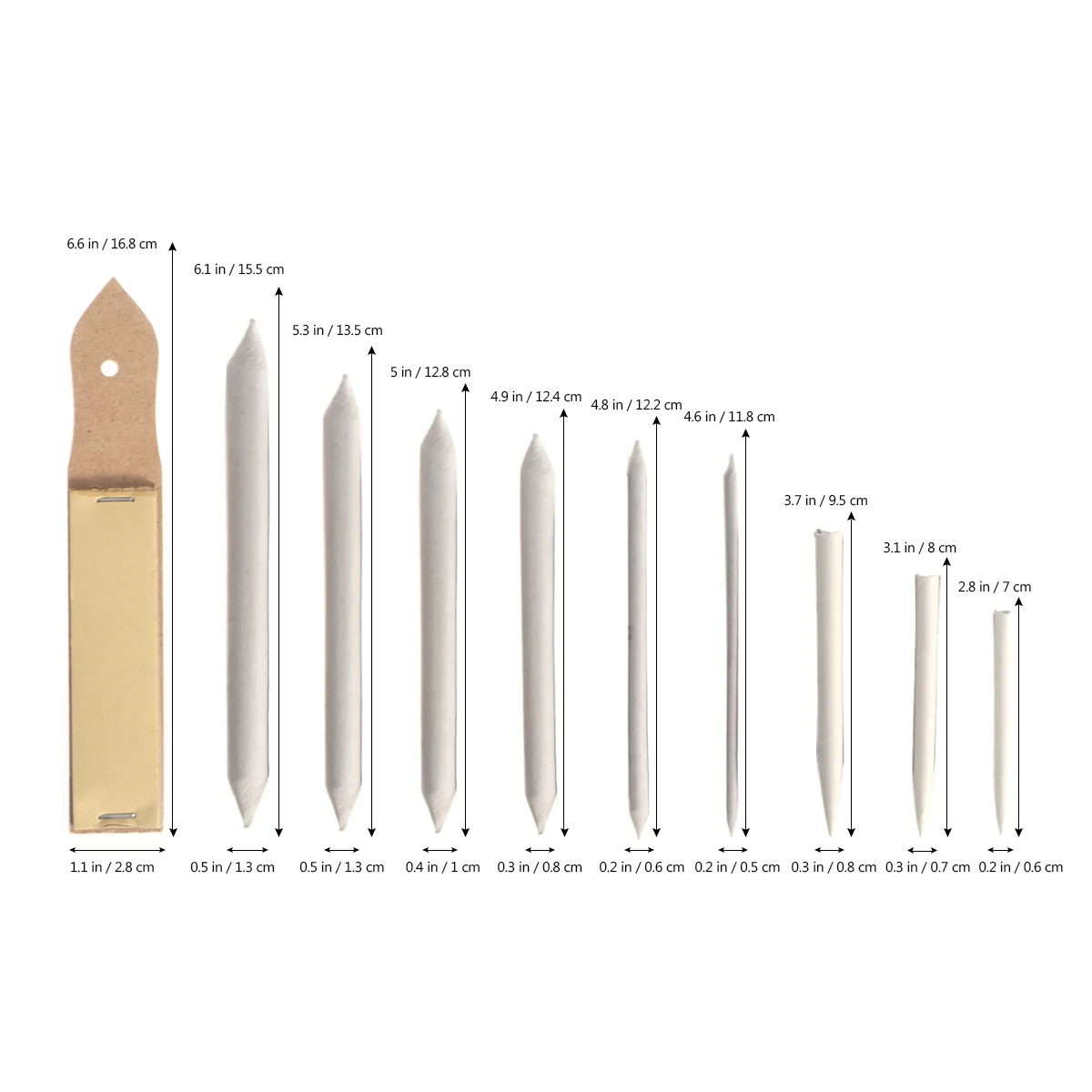 12-delig schuurpapier puntenslijper pointer blending stronken tortillons klei student