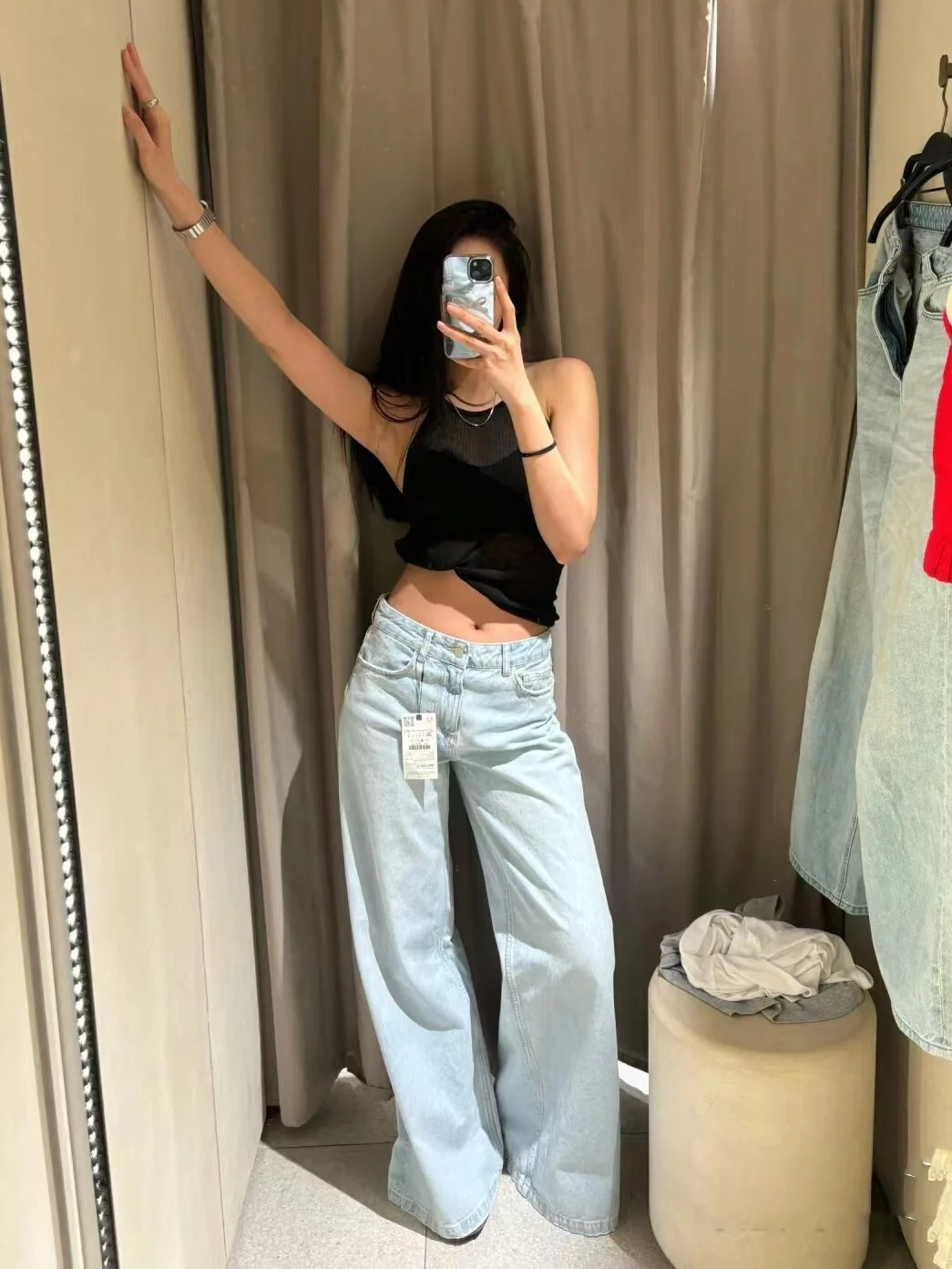 กางเกงยีนส์ทรงบอยเฟรนด์ผู้หญิง สปริง 2025 ทรงหลวม ขาตรง ขากว้าง ยาวคลุมเท้า รุ่นใหม่เอวสูง ปิดซิป