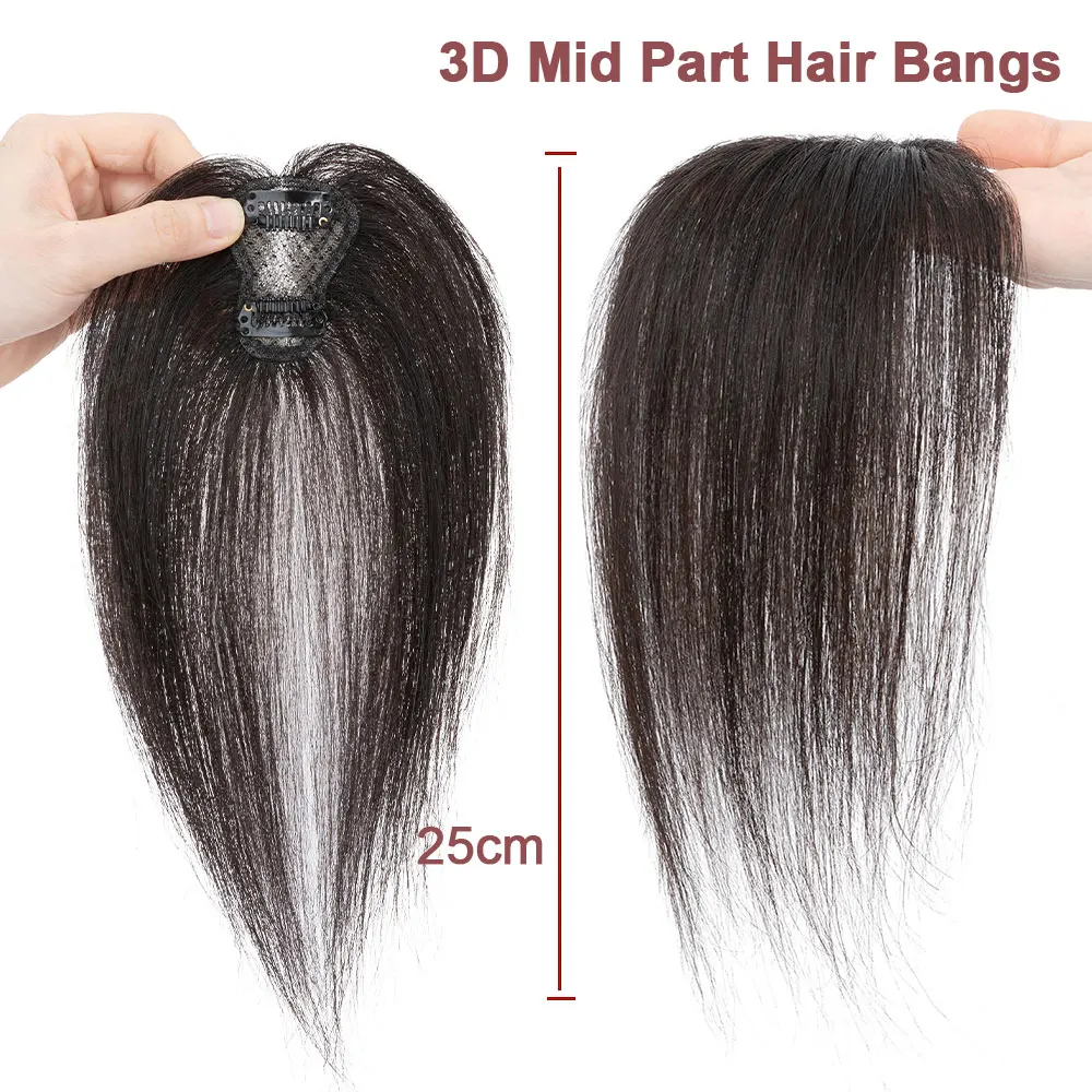 Rich Choices Topper per capelli con frangia da 10 g per capelli umani da donna con separazione laterale 360 °   Clip per posticci con frangia 3D nelle estensioni dei capelli