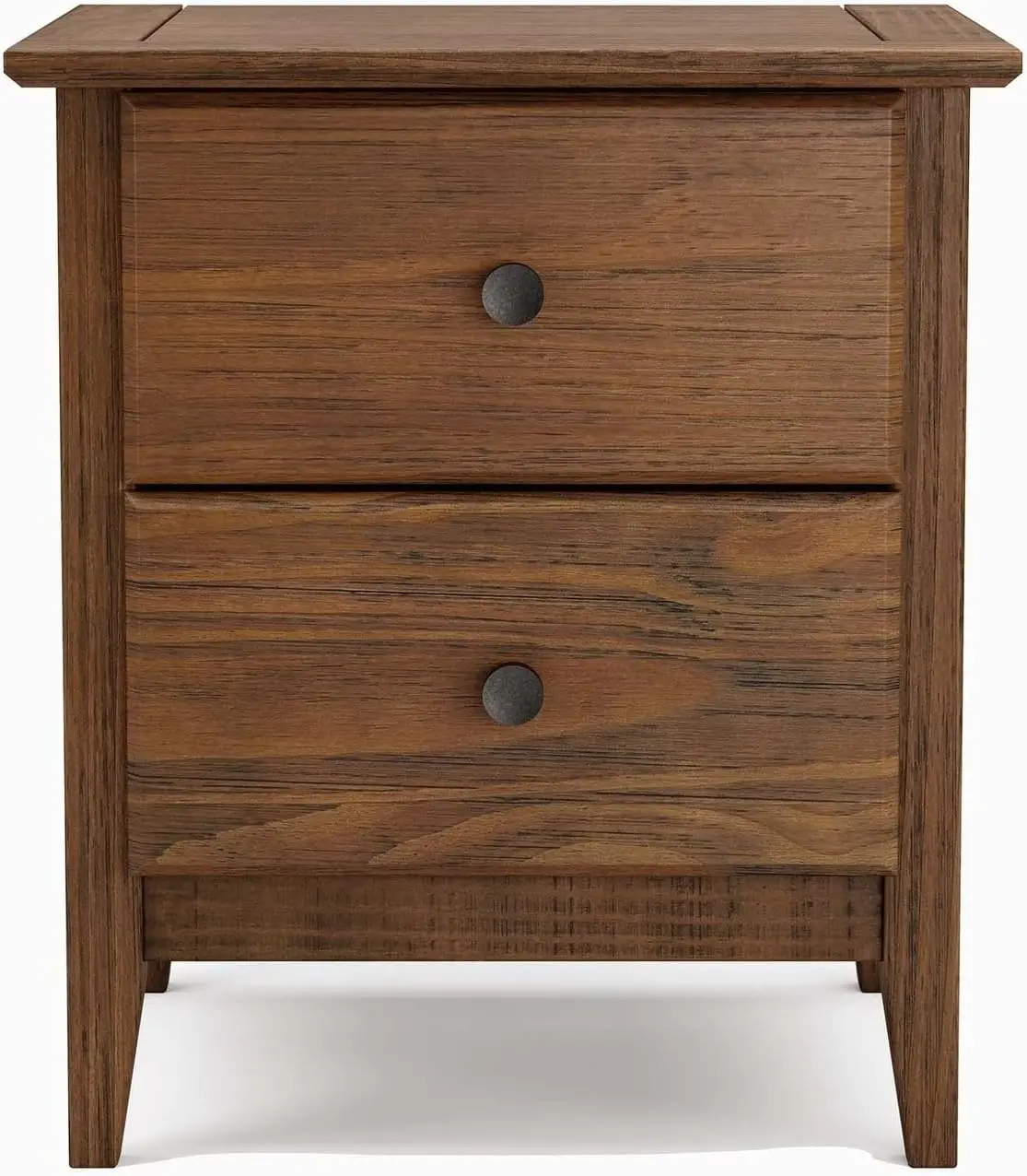 Grain Wood Furniture Greenport 2-Drawer Bedroom Nightstand, Solid Wood with Brushed Walnut Finish Bedroom Furniture