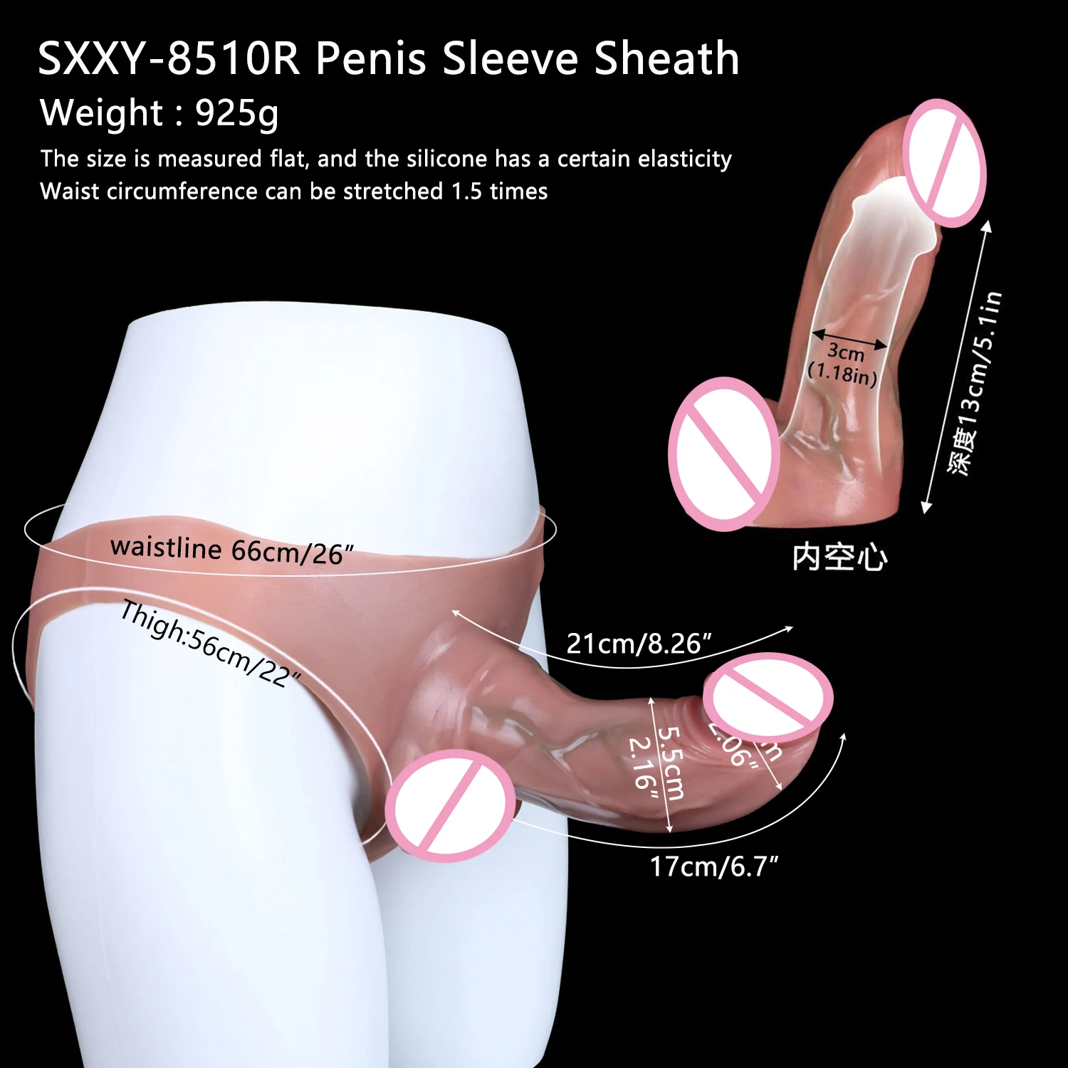 FAAK Large Wearable Hollow Realistic Dildo Silicone Briefs with Penis Sleeve Male Masturbator Sex Toys For Men Delay Ejaculation