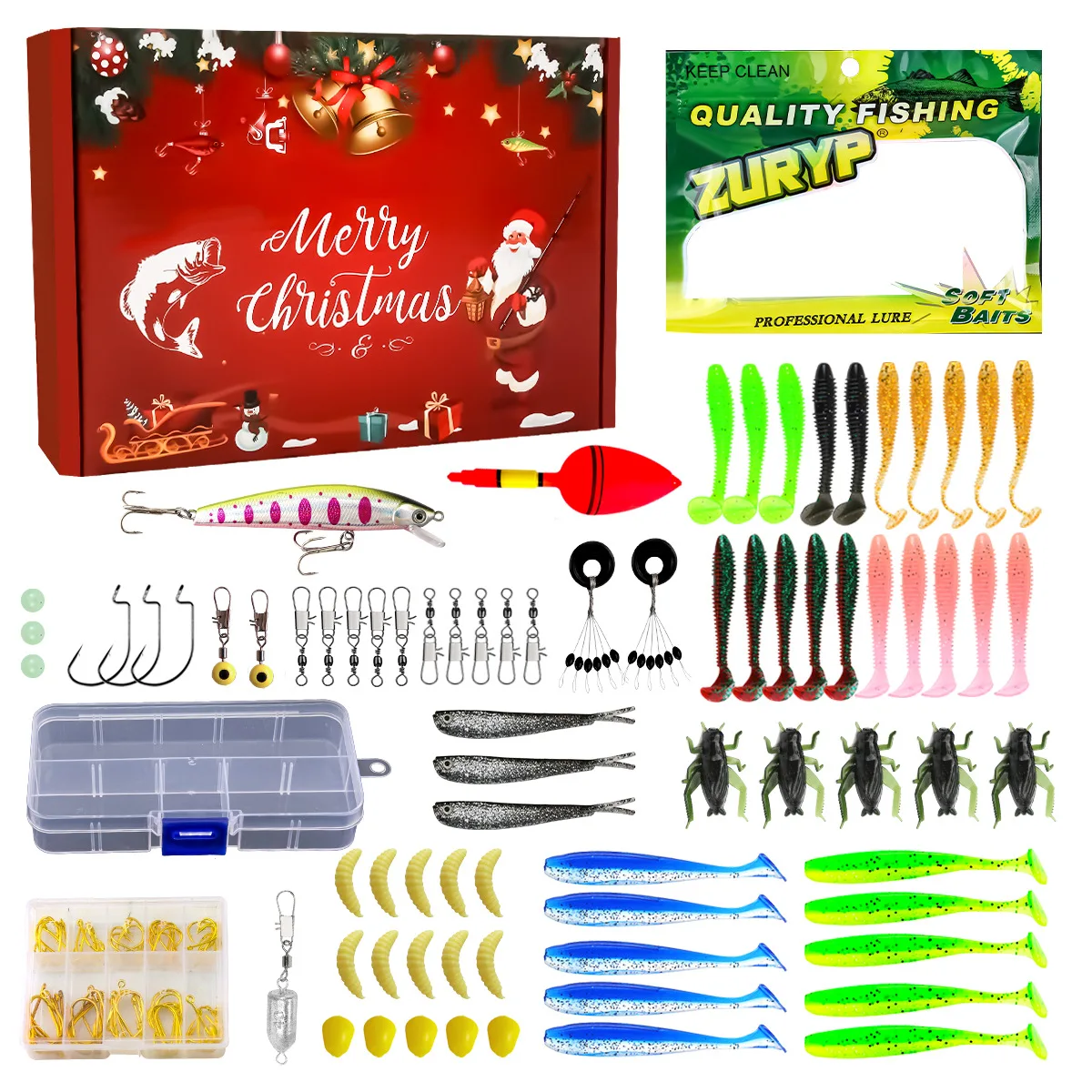 

2025 New Christmas Fishing Tackle Gift Set Creative Gift Box Bait Kit for Anglers Holiday Present