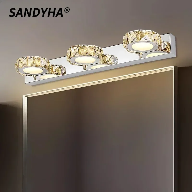 

SANDYHA Modern Bathroom Wall Lamp Makeup Mirror Headlight LED Lighting Fixtures For Bathroom Bedroom Wall Light Home Decoration
