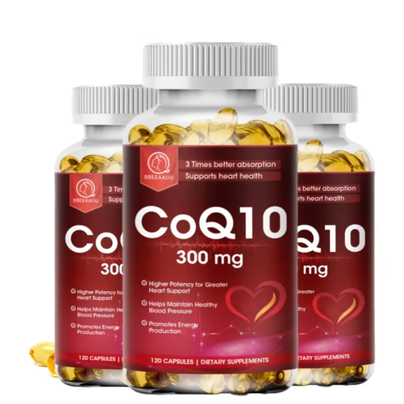 BBEEAAUU Coenzyme Q10 Capsules Heart Health Supplement COQ10 Supports Cardiovascular Health Blood Pressure Health