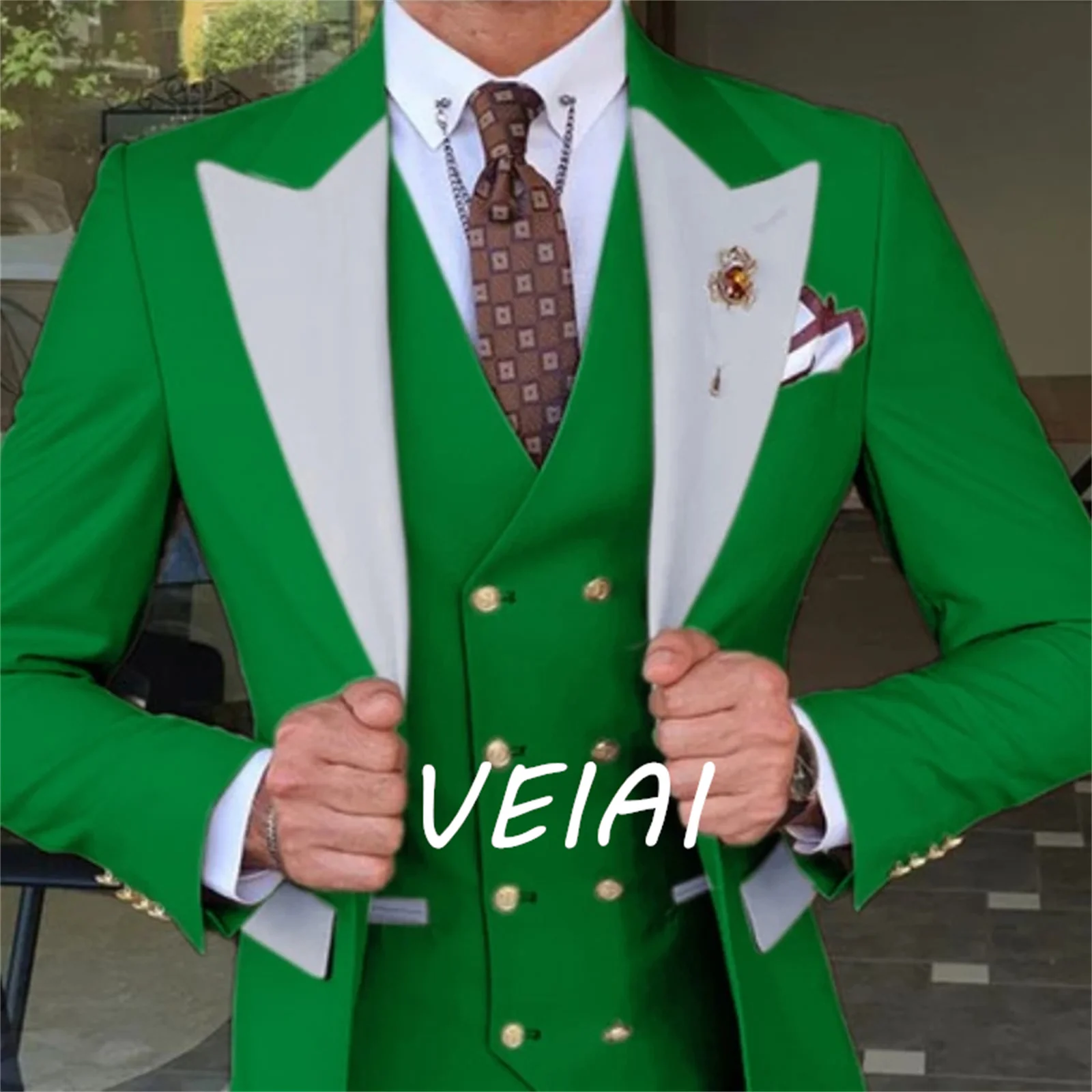 

CustomizedRegular Blazer Terno Costume Men's Suits Single Breasted Black Stand Lapel Alim Fit Three Piece Jacket Pants Vest Luxu