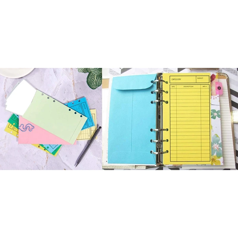 24 Budget Envelopes, Card Cash Envelope System, Save Money, Various Colors, Vertical Layout And Perforation