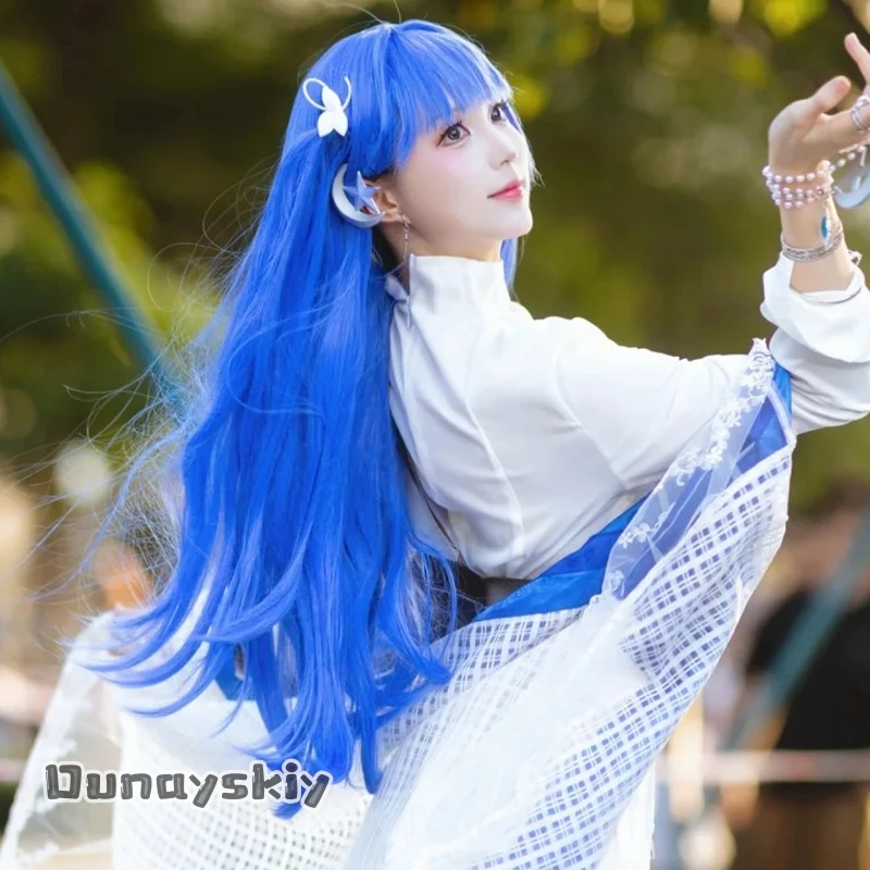 

Hemera*Arcana: Fortune Mate New Outfit Wigs Long Blue Gray Straight Hair JK Synthetic Hair 코스프레 Anime GODDESSS Game Cosplay
